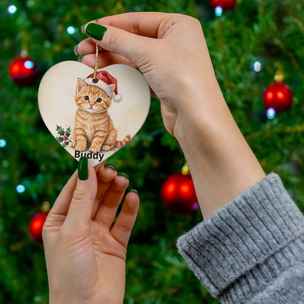 Personalised Cat's First Christmas Ornament — Kitten in Santa Hat