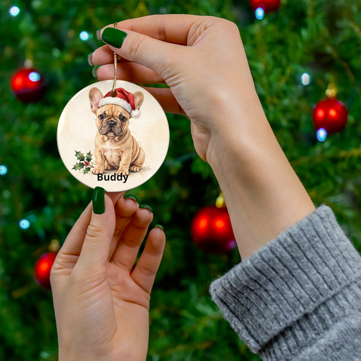 Personalised French Bulldog's First Christmas Ornament