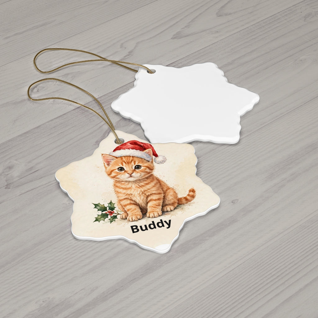 Personalised Cat's First Christmas Ornament — Kitten in Santa Hat
