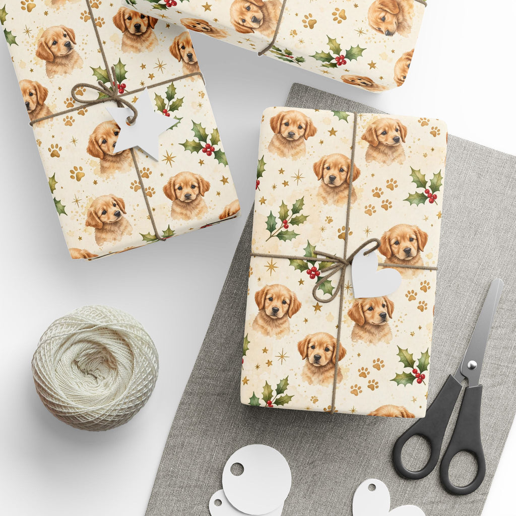 Golden Retriever Puppy Christmas Wrapping Paper