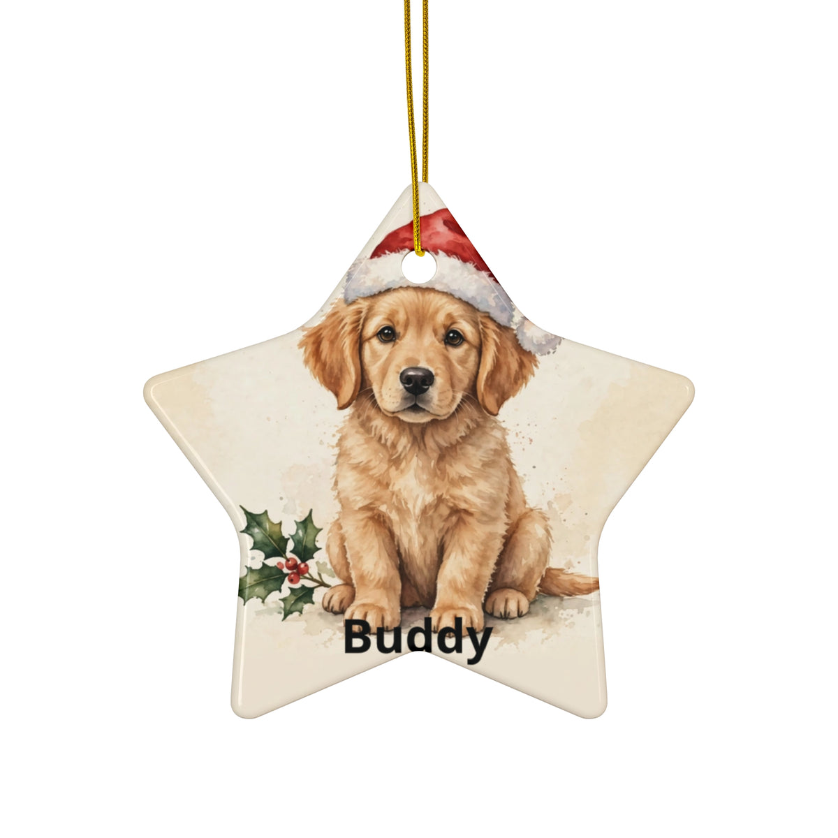 Personalised Dog's First Christmas Ornament — Golden Retriever
