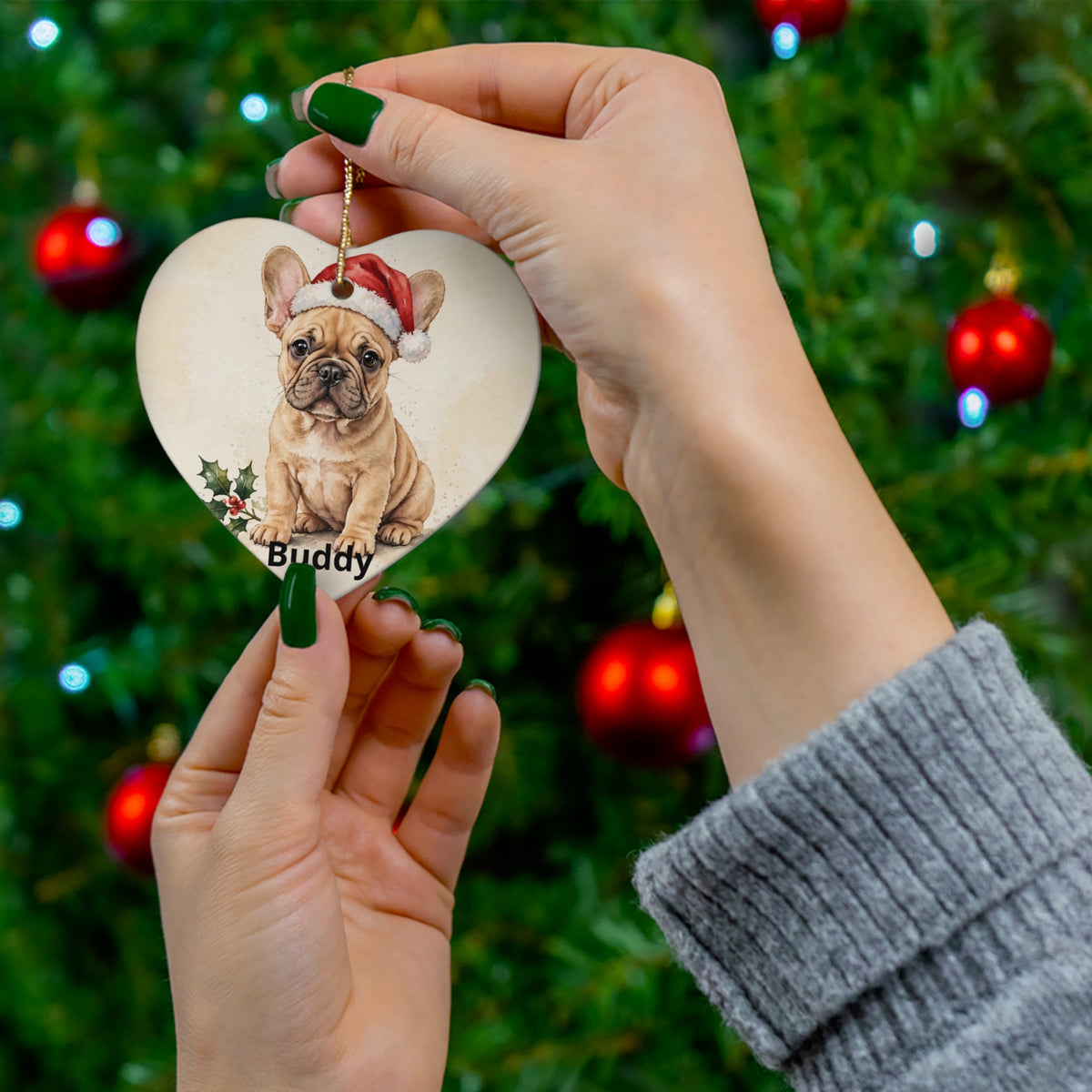 Personalised French Bulldog's First Christmas Ornament