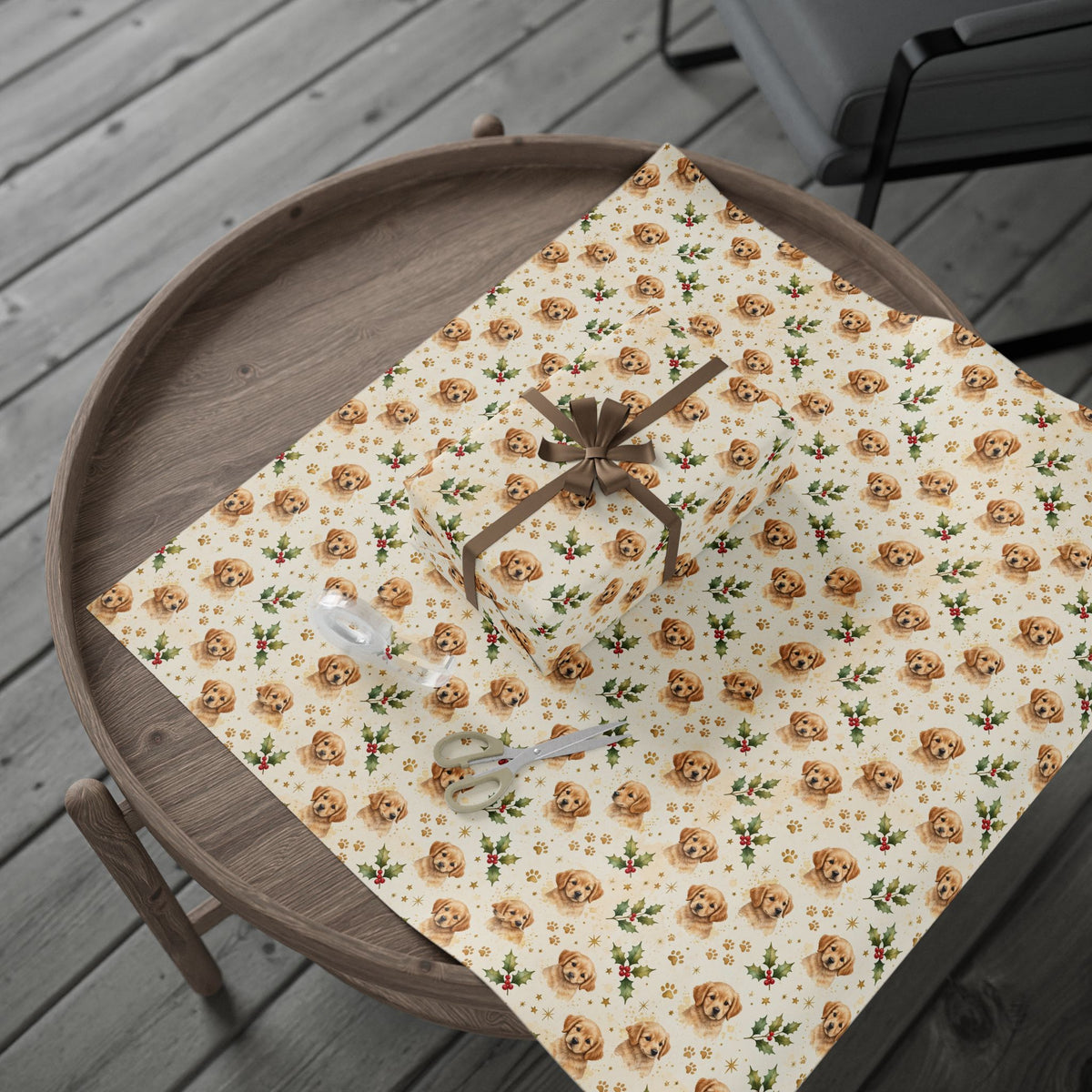 Golden Retriever Puppy Christmas Wrapping Paper