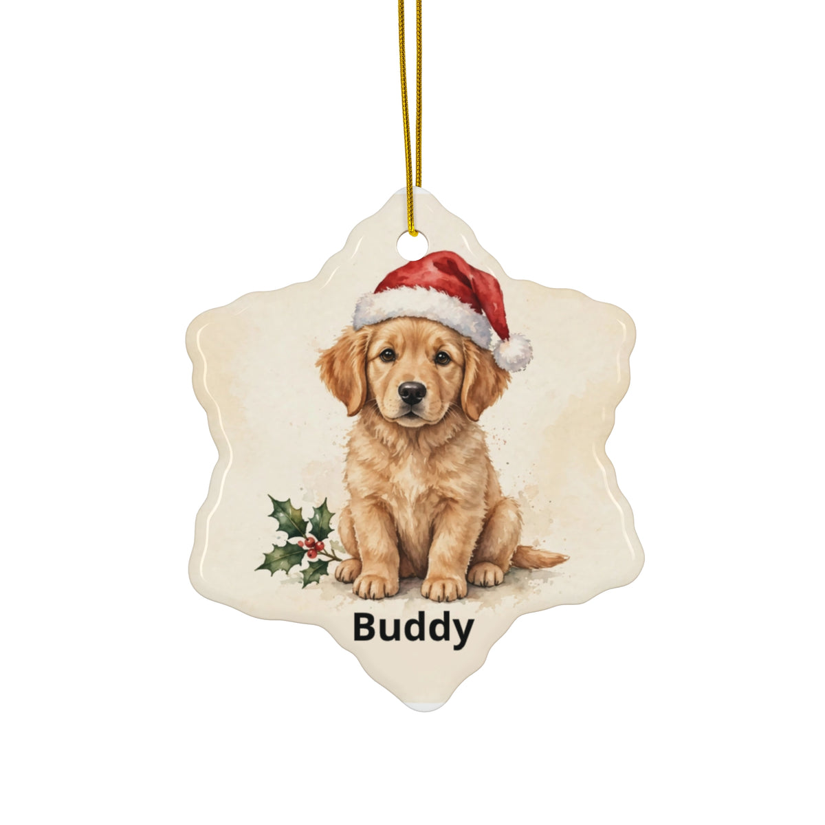 Personalised Dog's First Christmas Ornament — Golden Retriever