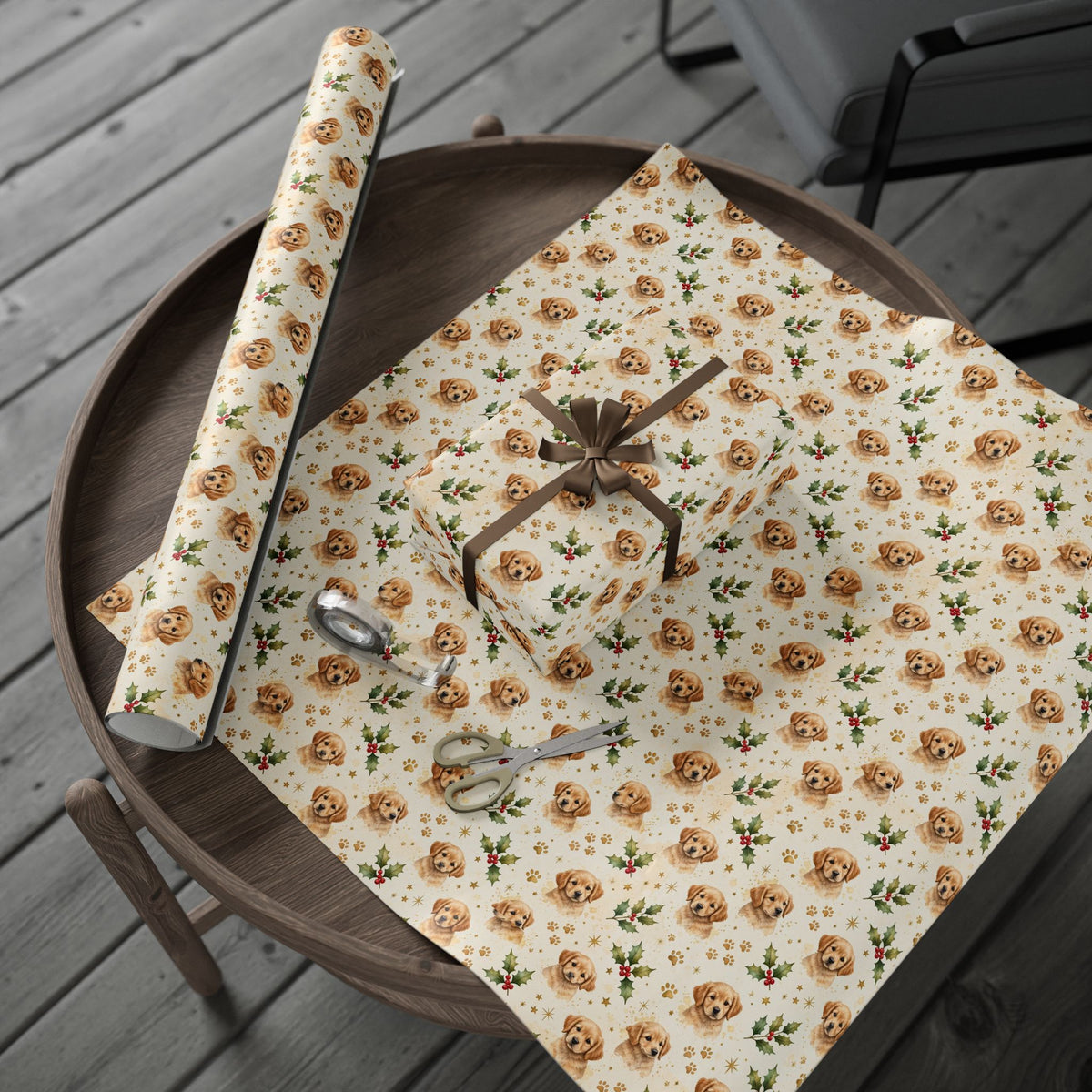 Golden Retriever Puppy Christmas Wrapping Paper