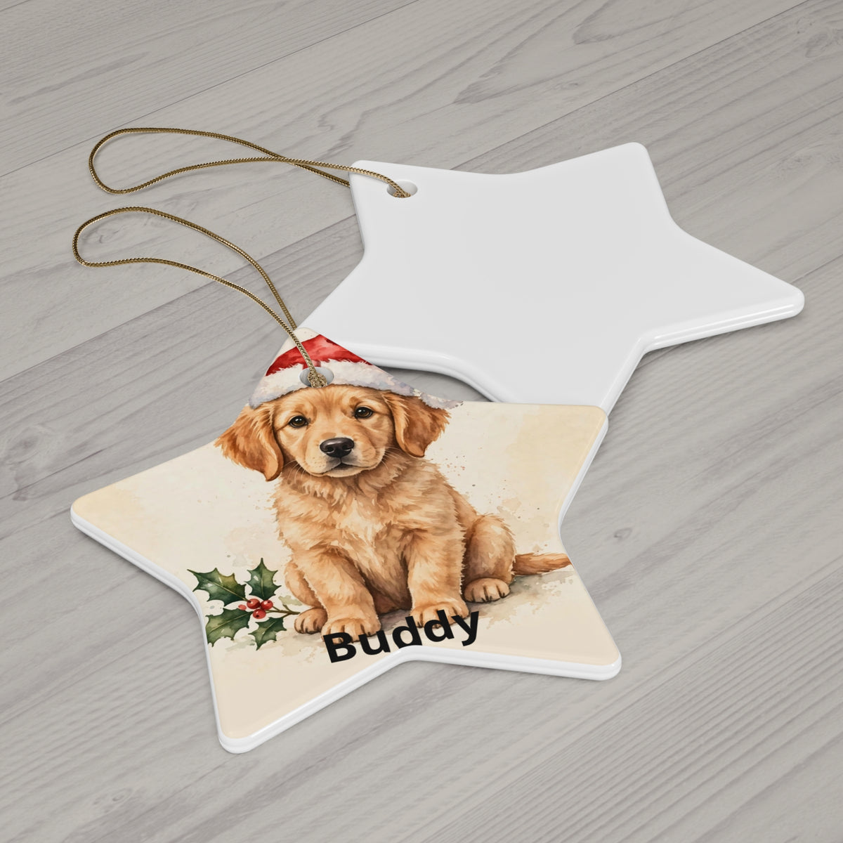 Personalised Dog's First Christmas Ornament — Golden Retriever